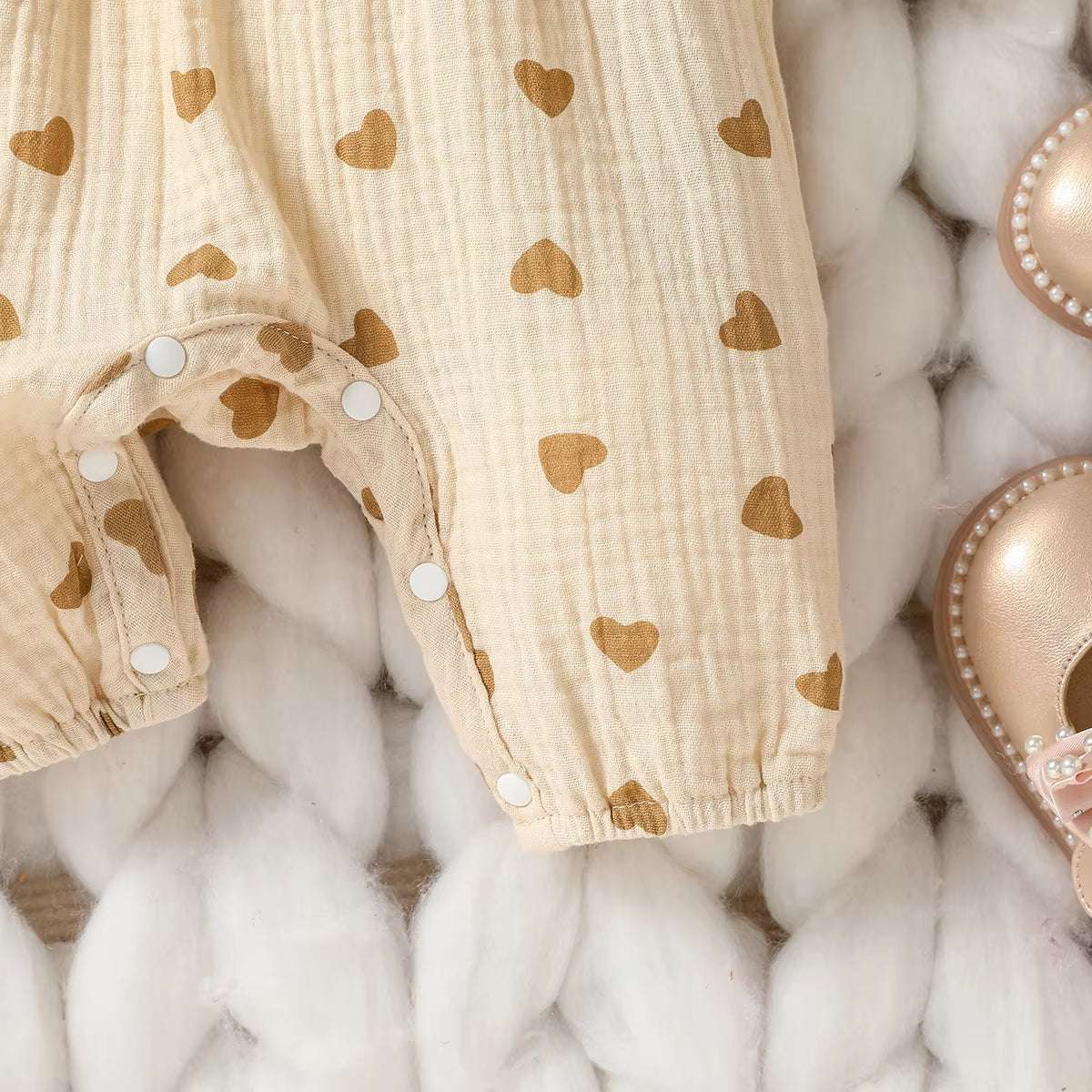 Sweetheart Days – Baby Girl Summer Cotton Jumpsuit with Bowknot & Love Print