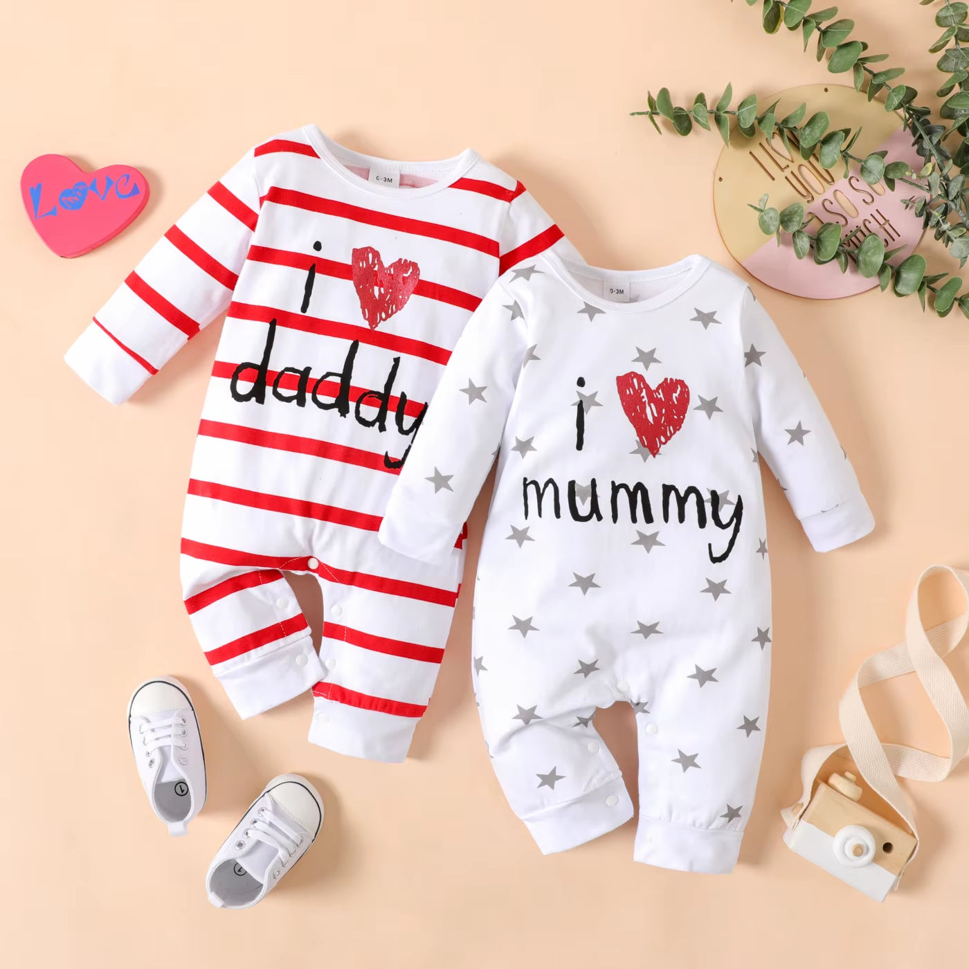HeartWhisper – Cotton Long-Sleeve Printed Baby Jumpsuit